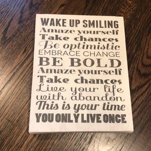 Canvas Inspiration sign “wake up smiling”